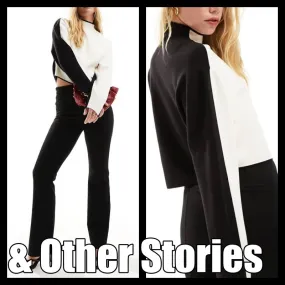 & Other Stories  |Long Sleeves Plain High-Neck Oversized V-neck & Crew neck