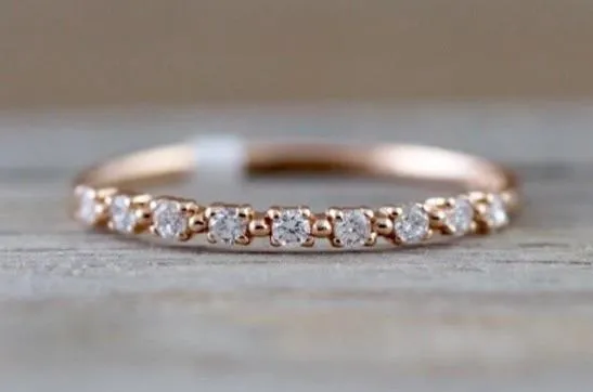 14kt Rose Gold Diamond Ring Band Wedding Engagement Stack Dainty B010033