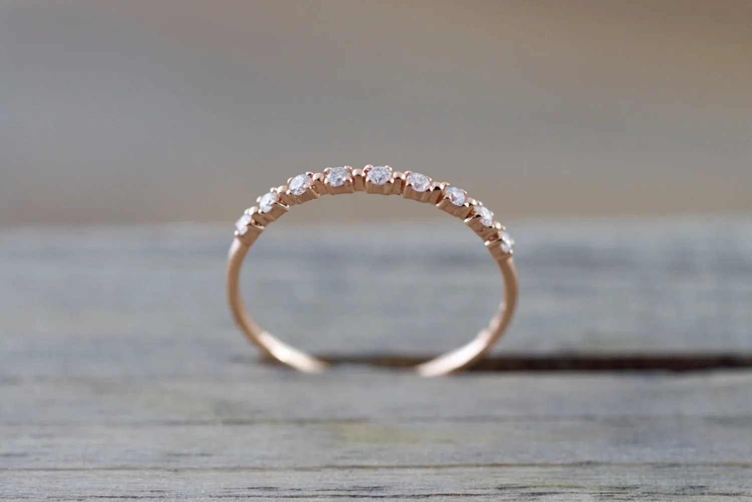 14kt Rose Gold Diamond Ring Band Wedding Engagement Stack Dainty B010033