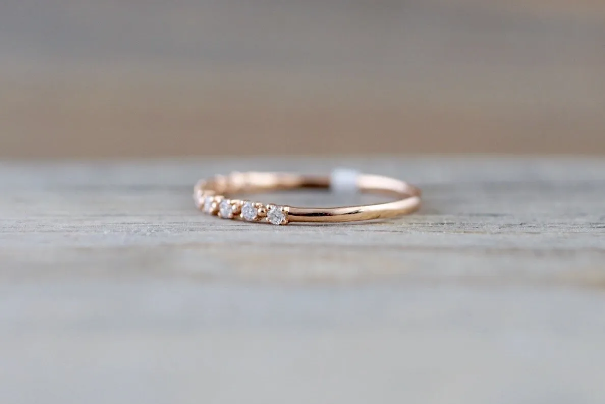 14kt Rose Gold Diamond Ring Band Wedding Engagement Stack Dainty B010033