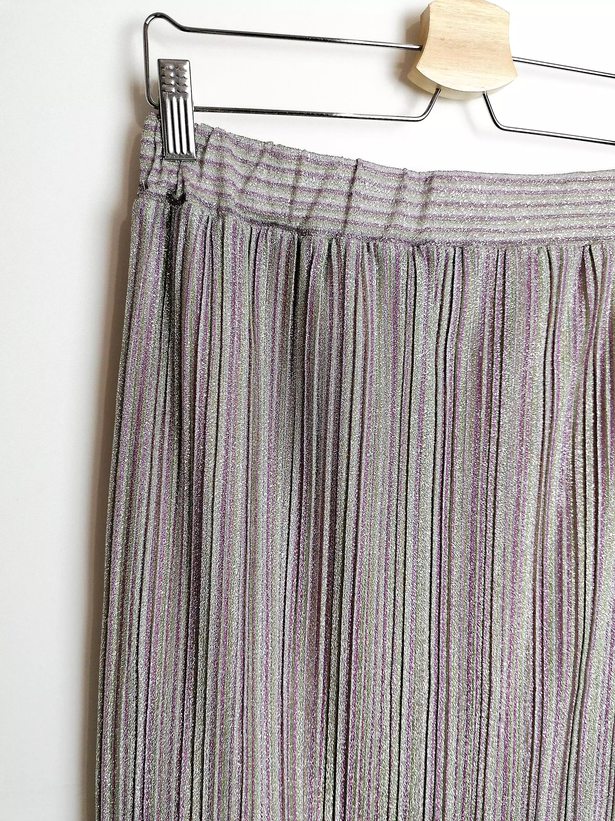 90's Y2K DIXIE Accordion Pleats Lurex Skirt - size S