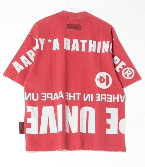 A BATHING APE  |Crew Neck Street Style Cotton Short Sleeves Oversized Logo