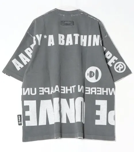 A BATHING APE  |Crew Neck Street Style Cotton Short Sleeves Oversized Logo