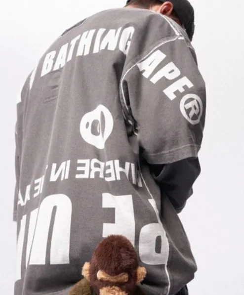 A BATHING APE  |Crew Neck Street Style Cotton Short Sleeves Oversized Logo