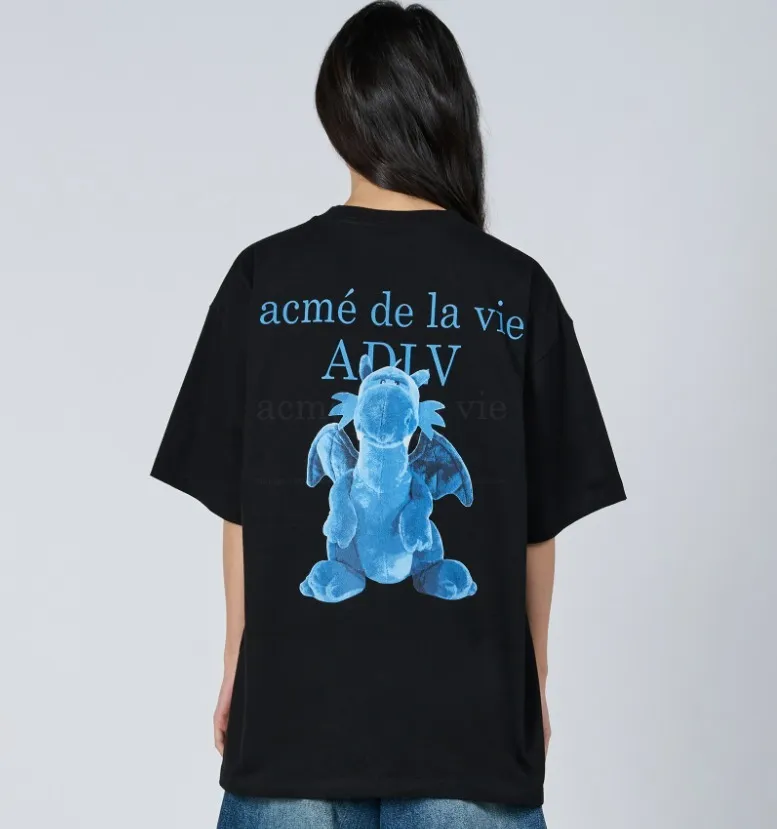 acme de la vie  |Plain Cotton Short Sleeves Oversized T-Shirts