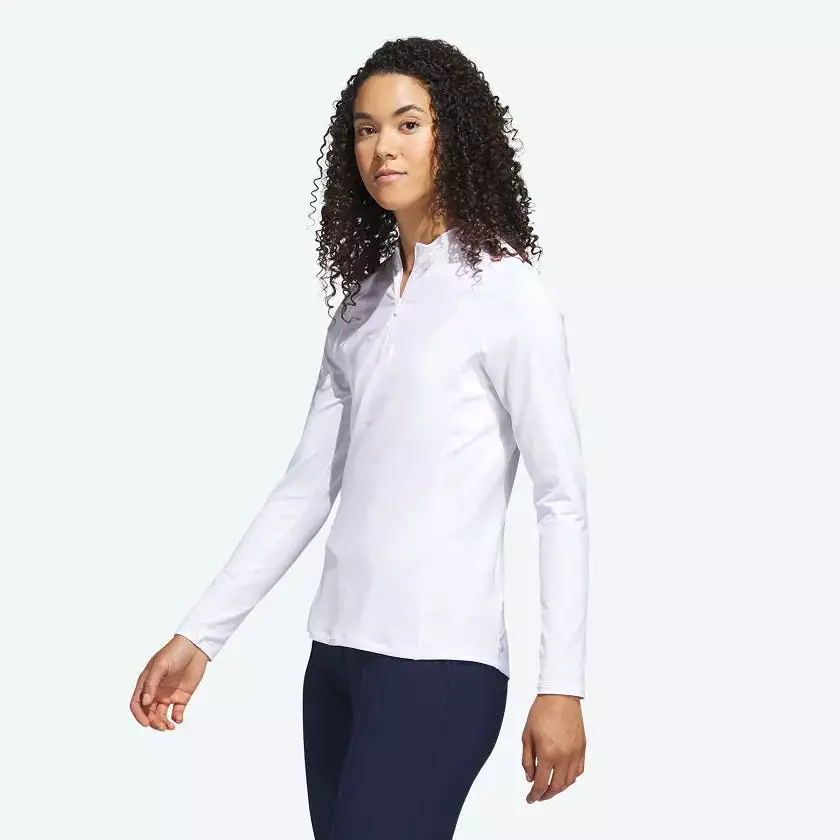 Adidas Women's Quarter Zip Long Sleeve Polo Golf Shirt HY3973