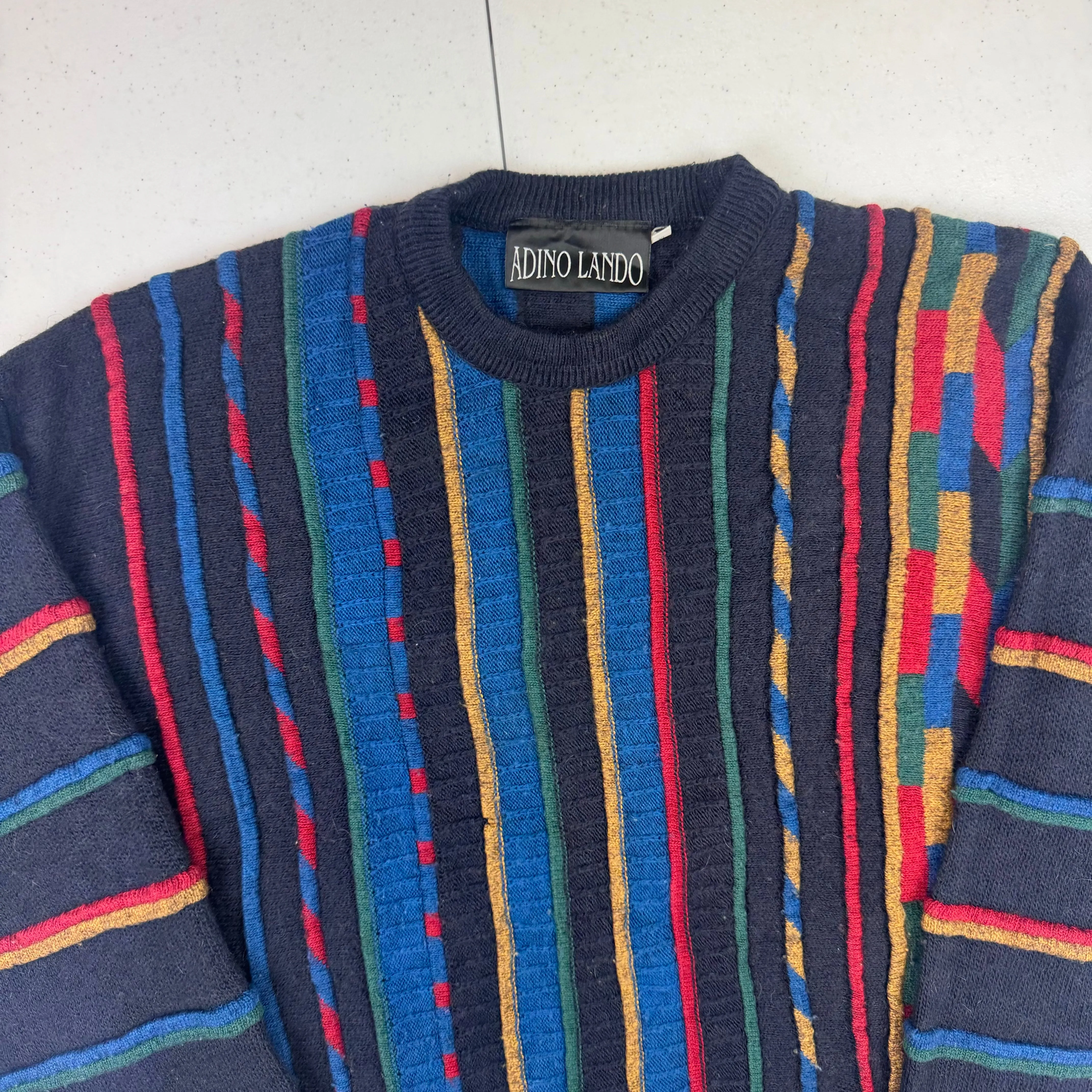 Adino Lando Multicoloured Alpaca Coogi Style Knitted Sweater