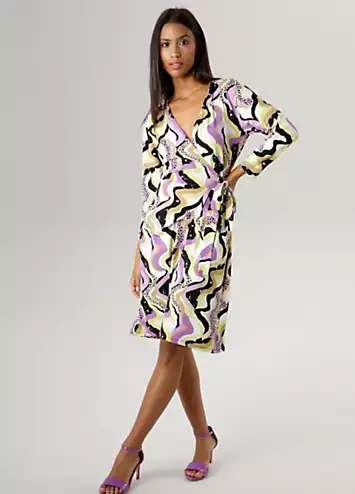 Aniston Printed Side Tie Jersey Party Dress | Grattan