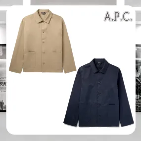 A.P.C.  |Linen Blended Fabrics Plain Cotton Oversized Logo