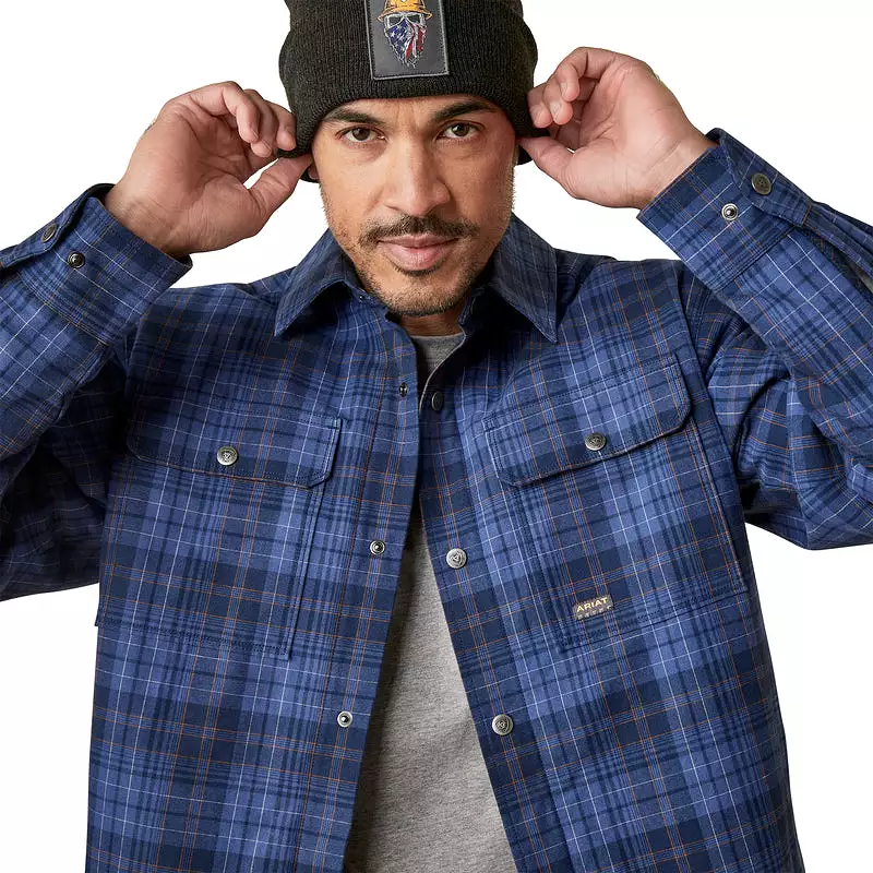 'Ariat' Men's Rebar Flannel Insulated Shirt Jacket - Coastal Blue Plaid