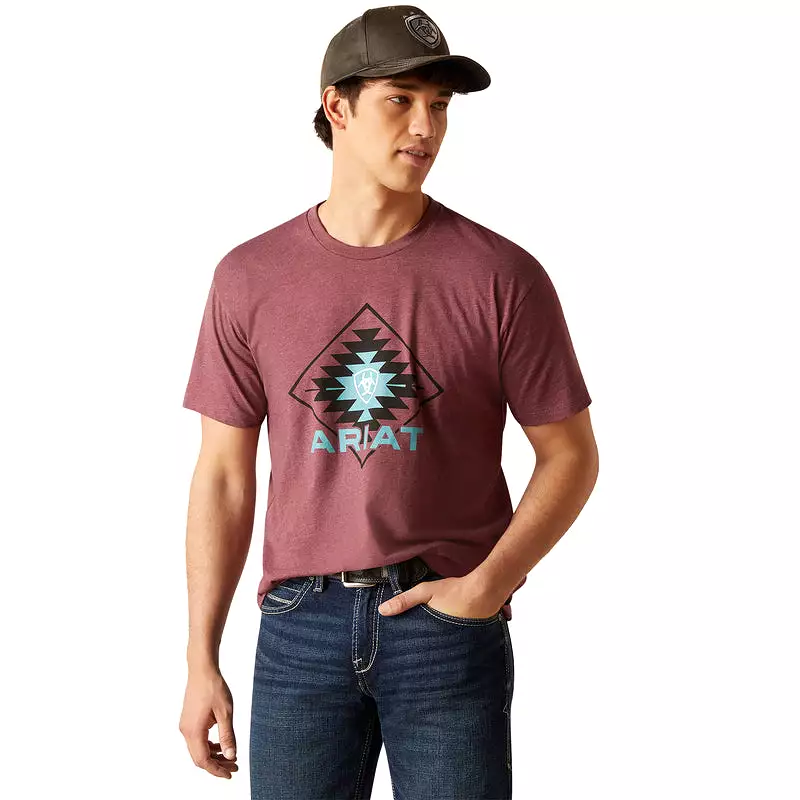 'Ariat' Men's Simple Geo Diamond T-Shirt - Burgundy Heather