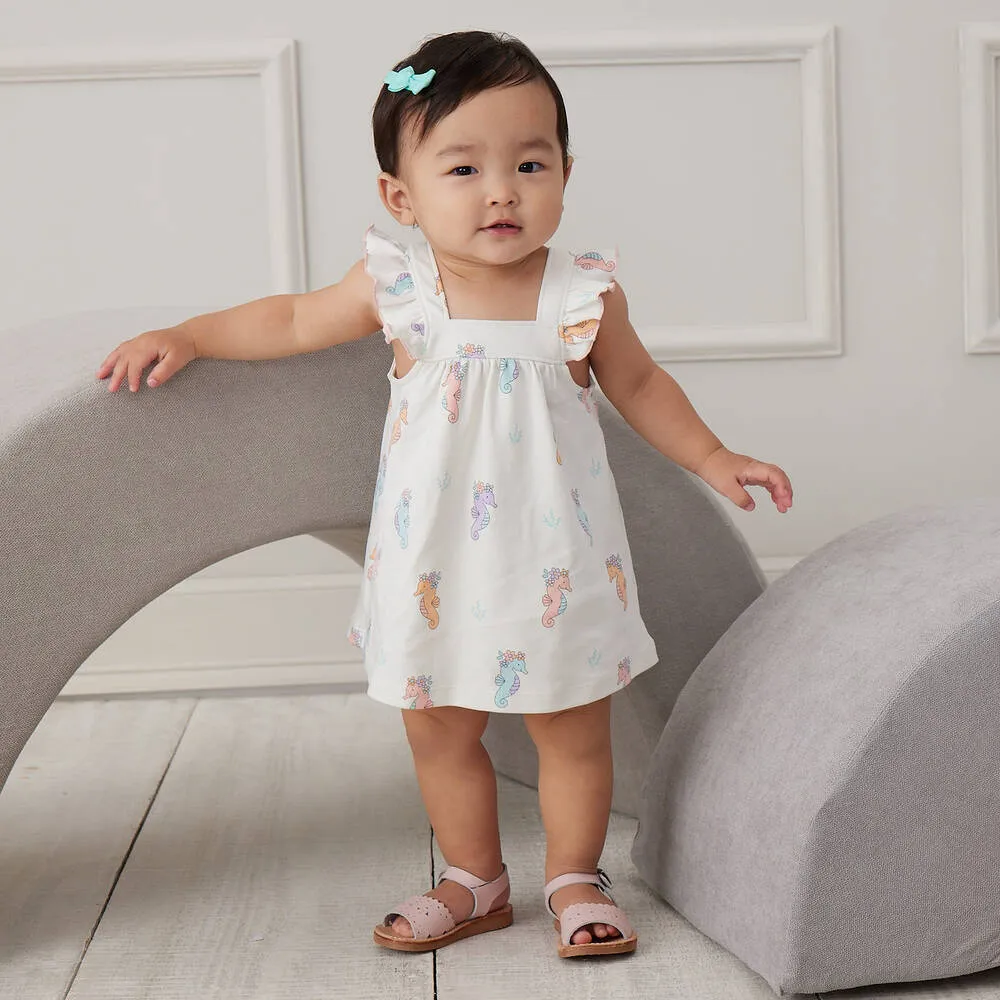 Baby Girls Ivory Cotton Seahorse Party Dress