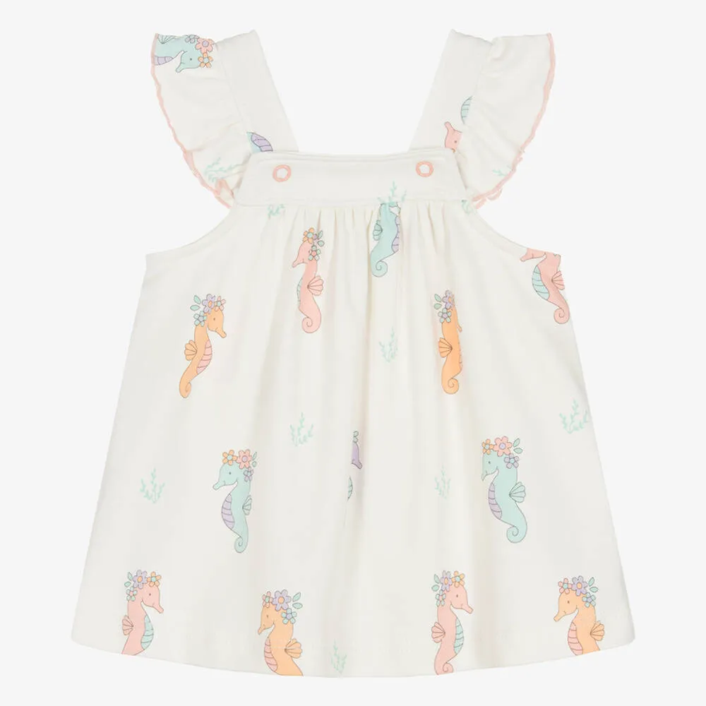 Baby Girls Ivory Cotton Seahorse Party Dress