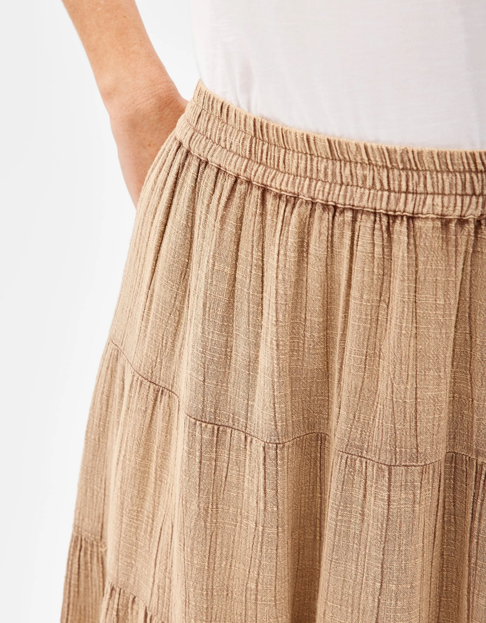 Beige Long Flowing Skirt - Cacaos