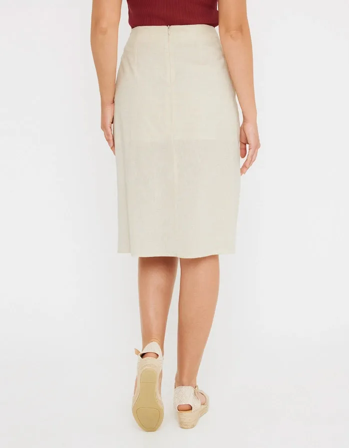 Beige Midi Skirt - Closu