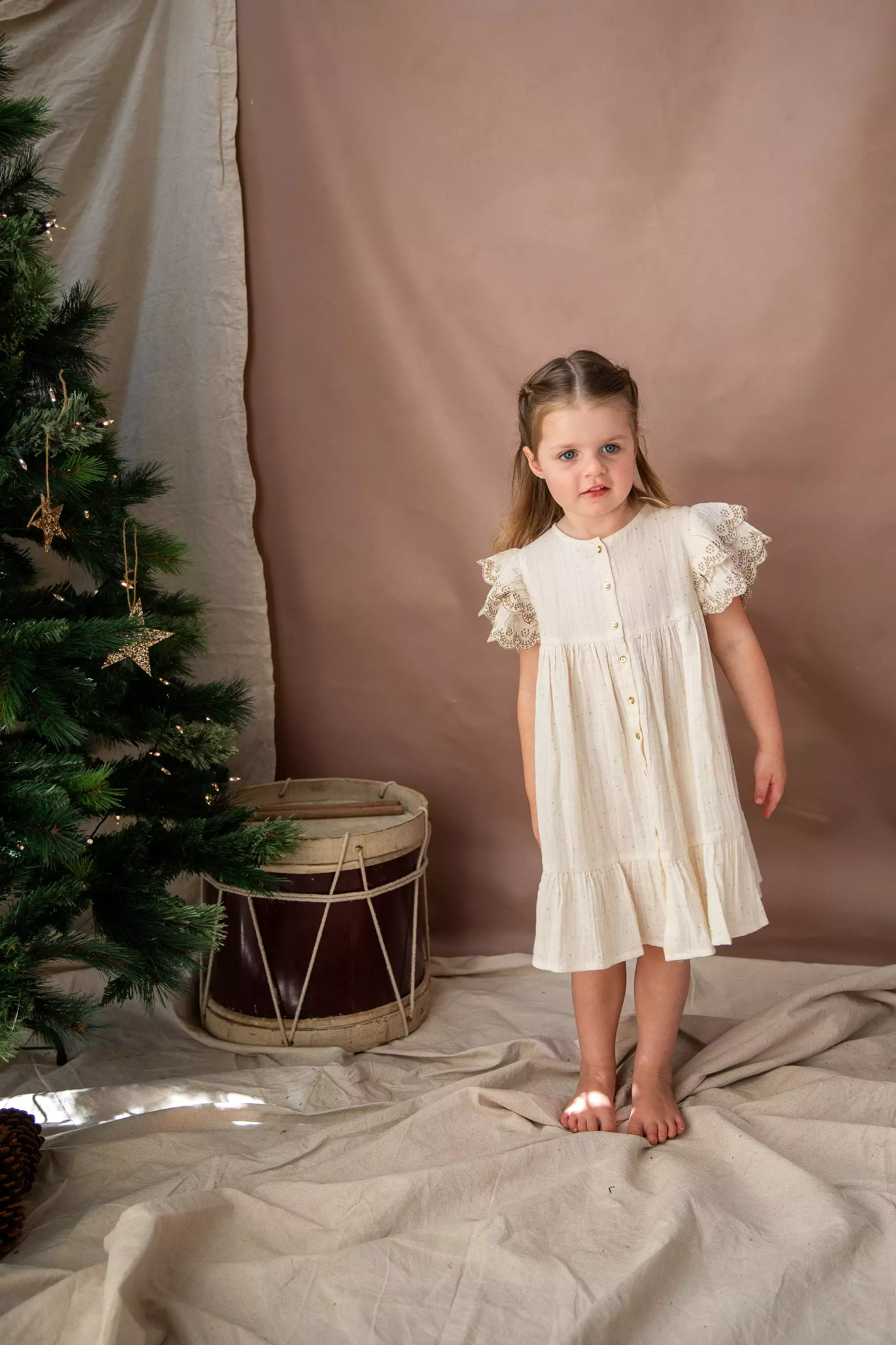 Bella & Lace Christmas Bell Dress - White Christmas