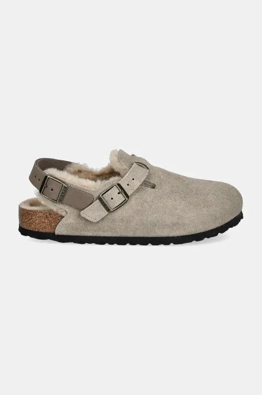 Birkenstock suede slippers Tokio women's beige color 1028349