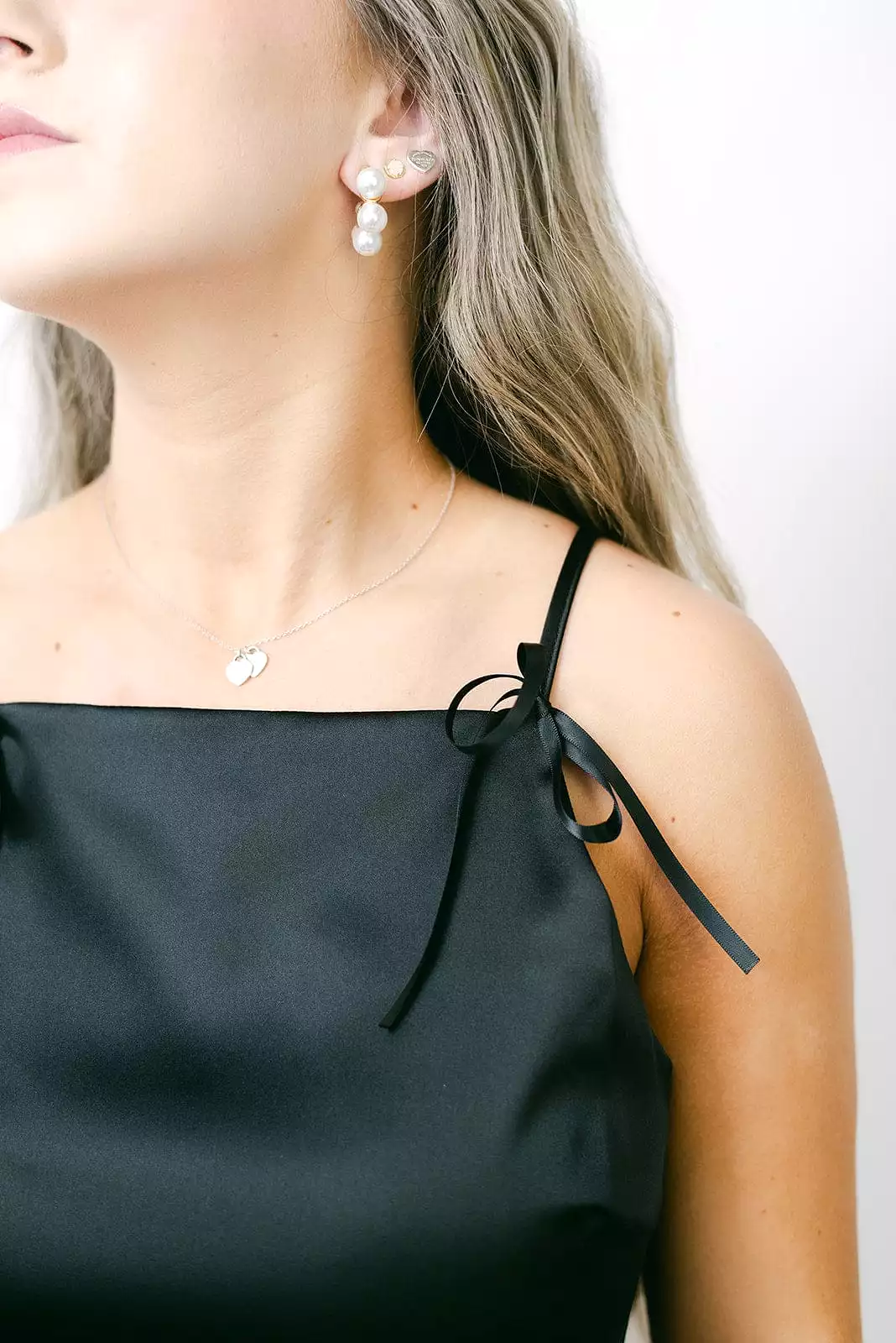 Black Bow Detail Satin Mini Dress