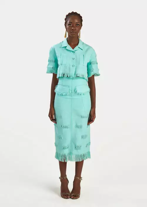 Boyedoe Busumuru II Women's Mint Green Skirt and shirt Set