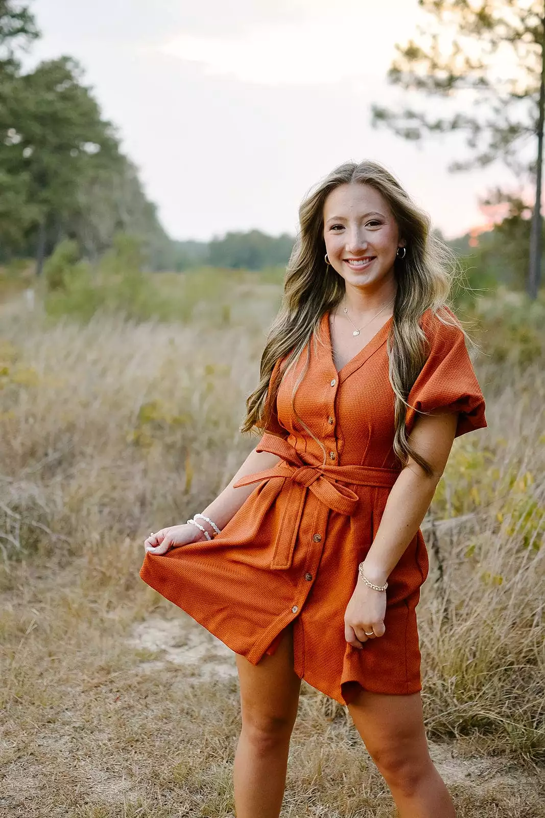 Burnt Orange Button Down Mini Dress