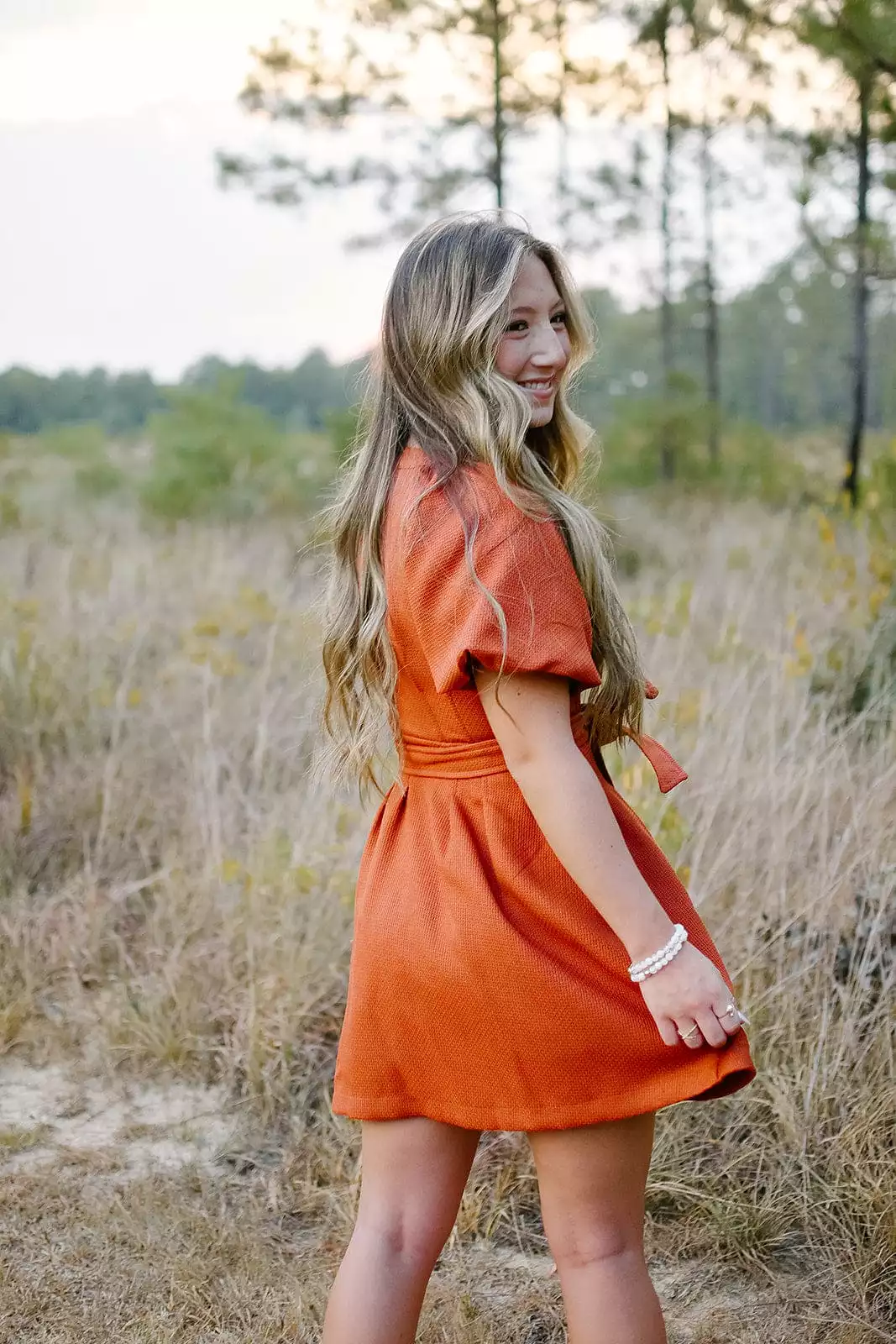 Burnt Orange Button Down Mini Dress