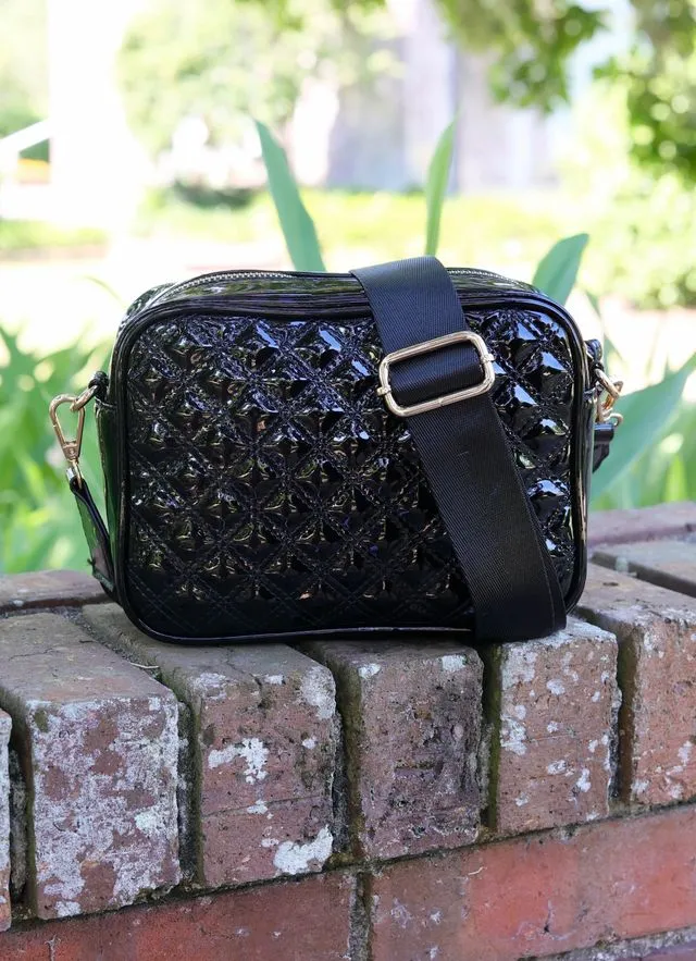 Campbell Camera Crossbody Black Patent SQ