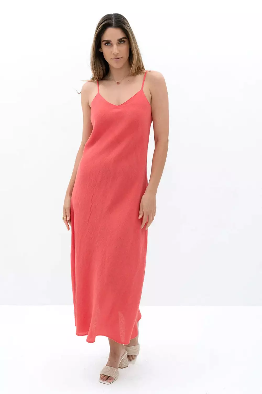 CASA SLIP DRESS POPPY