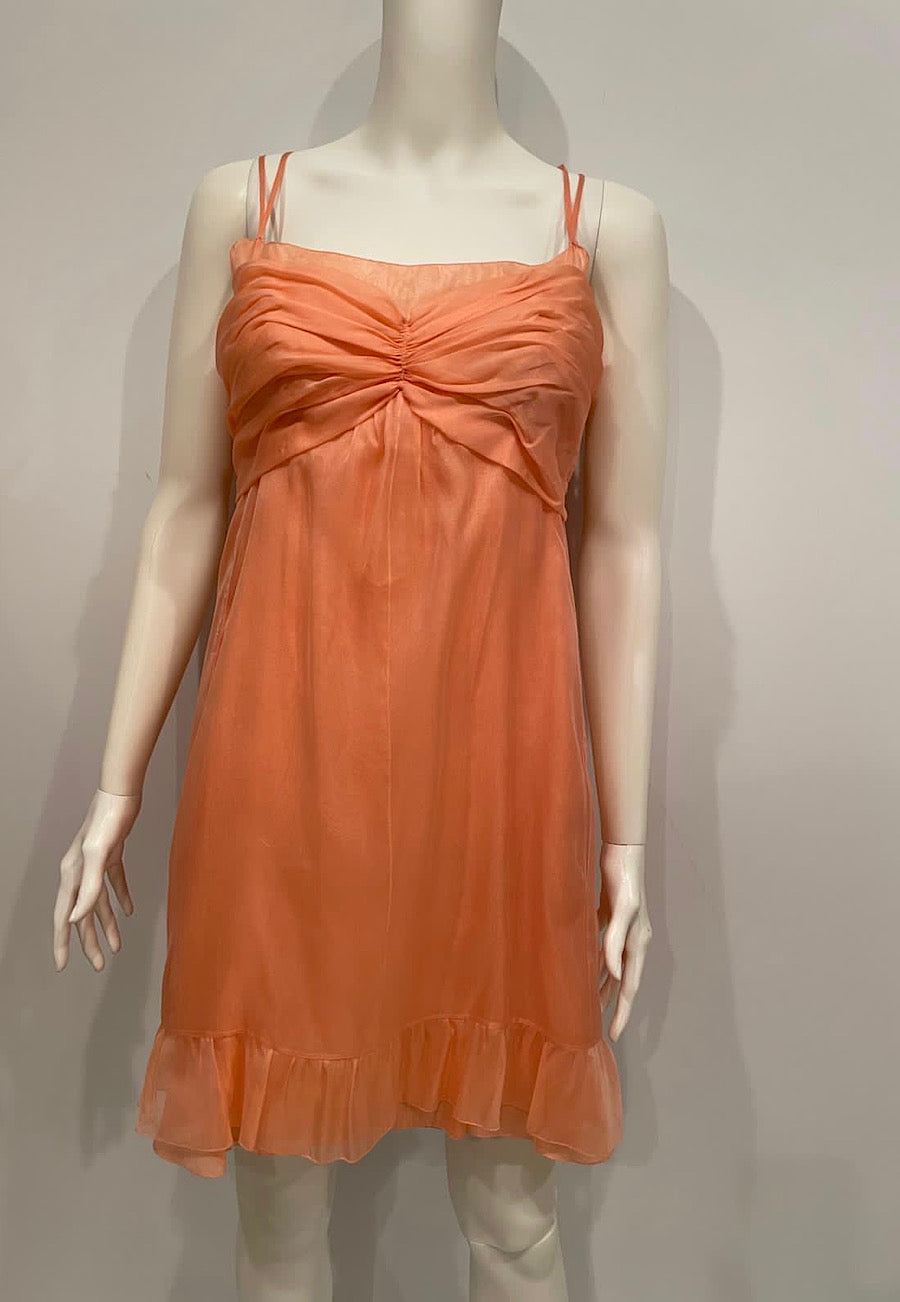 Chanel 07P 2007 Spring Peach Silk mini Dress FR 40