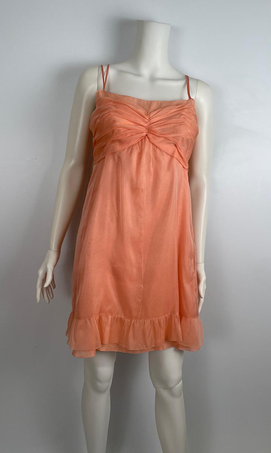 Chanel 07P 2007 Spring Peach Silk mini Dress FR 40