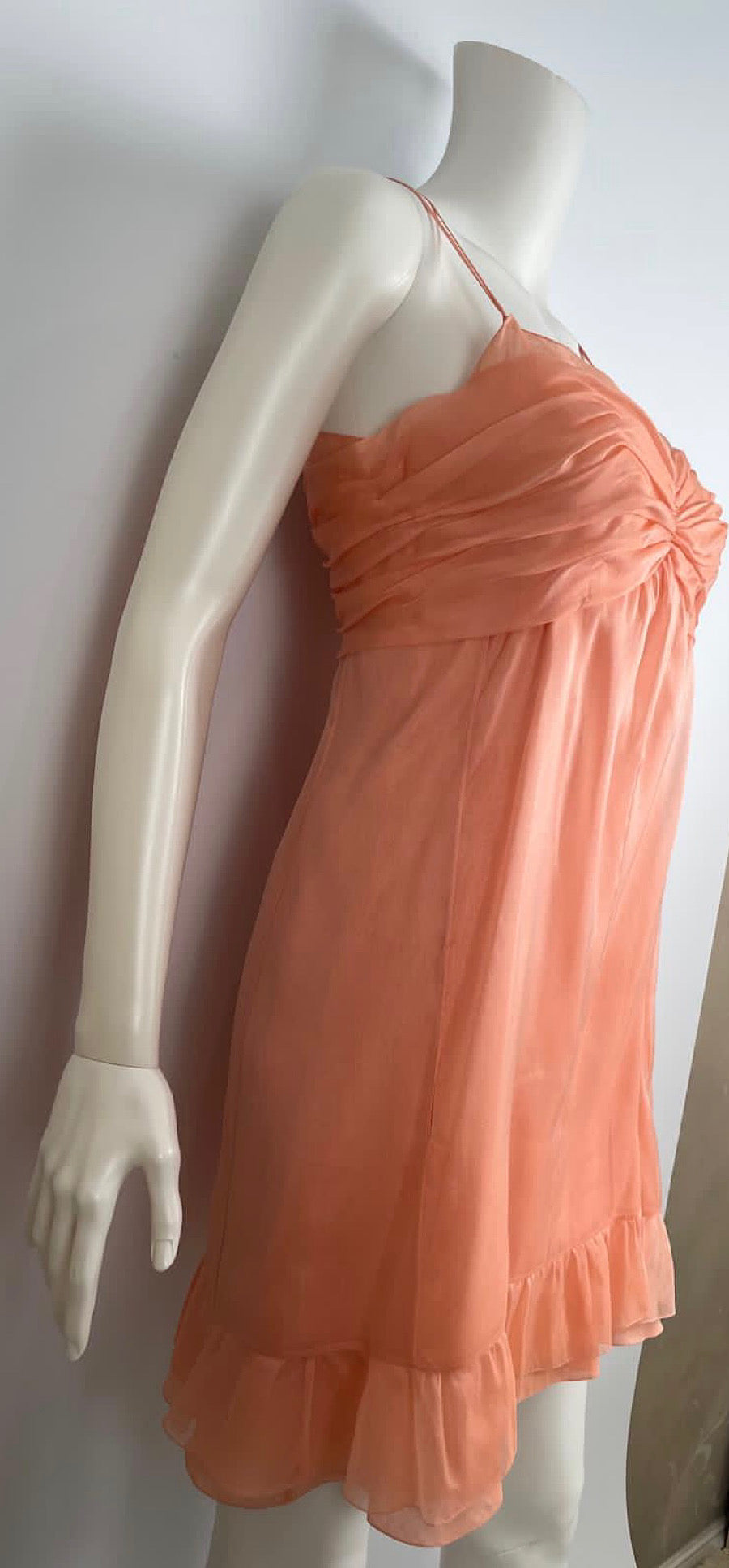 Chanel 07P 2007 Spring Peach Silk mini Dress FR 40