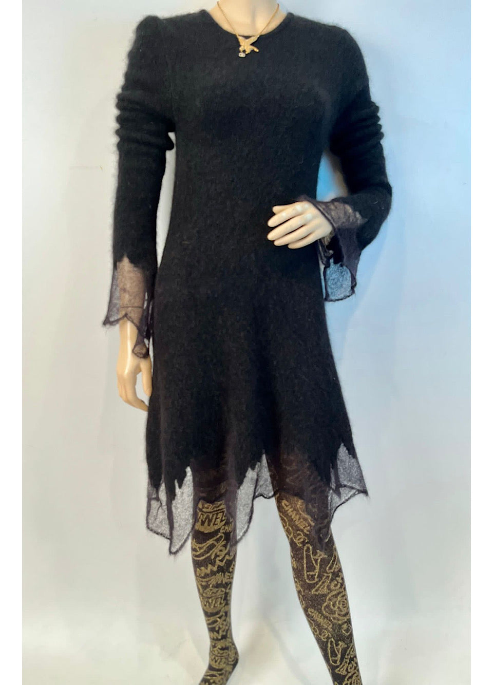 Chanel 09A 2009 Fall Runway Black Sweater Dress FR 34 US 4