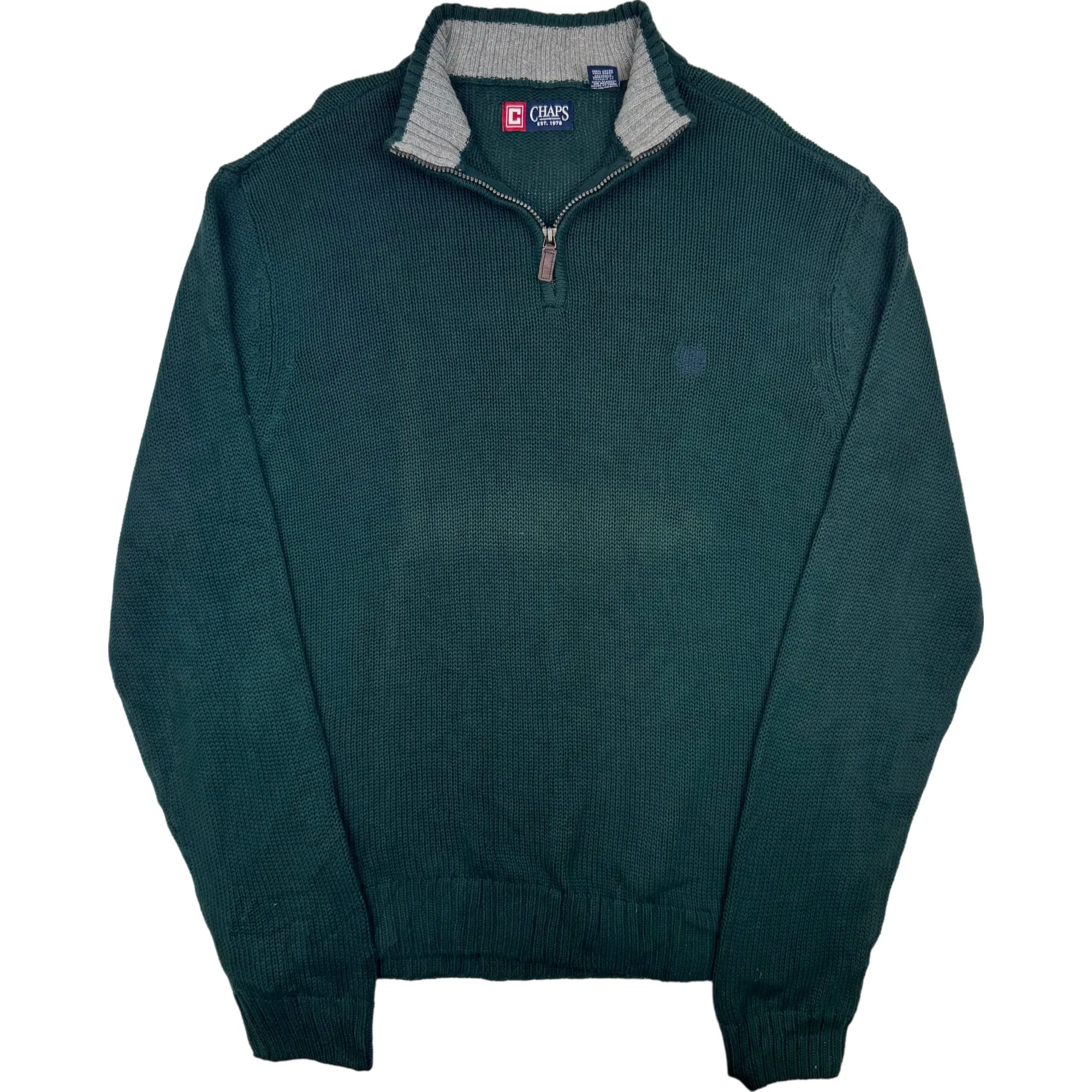 Chaps Quarter-Zip Knit Sweater Green