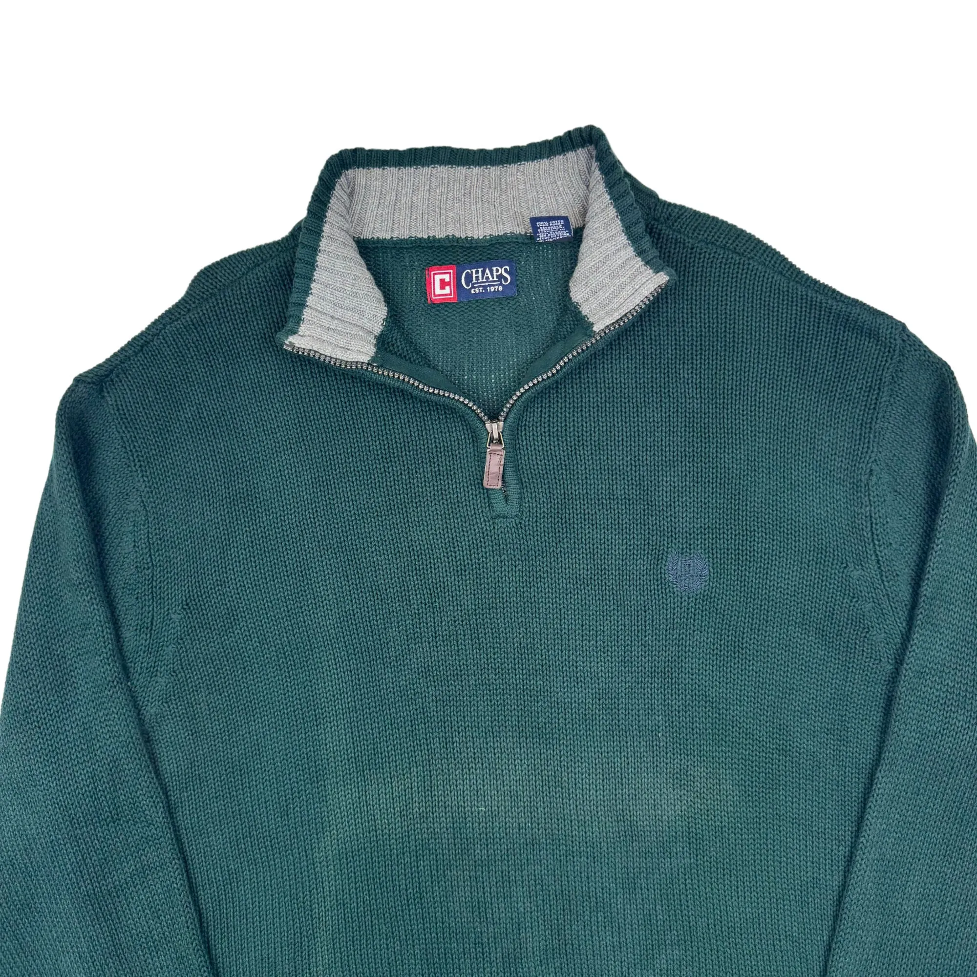 Chaps Quarter-Zip Knit Sweater Green