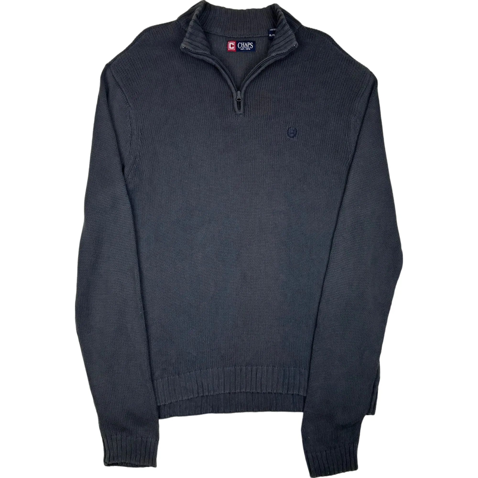 Chaps Quarter-Zip Navy Knit Sweater