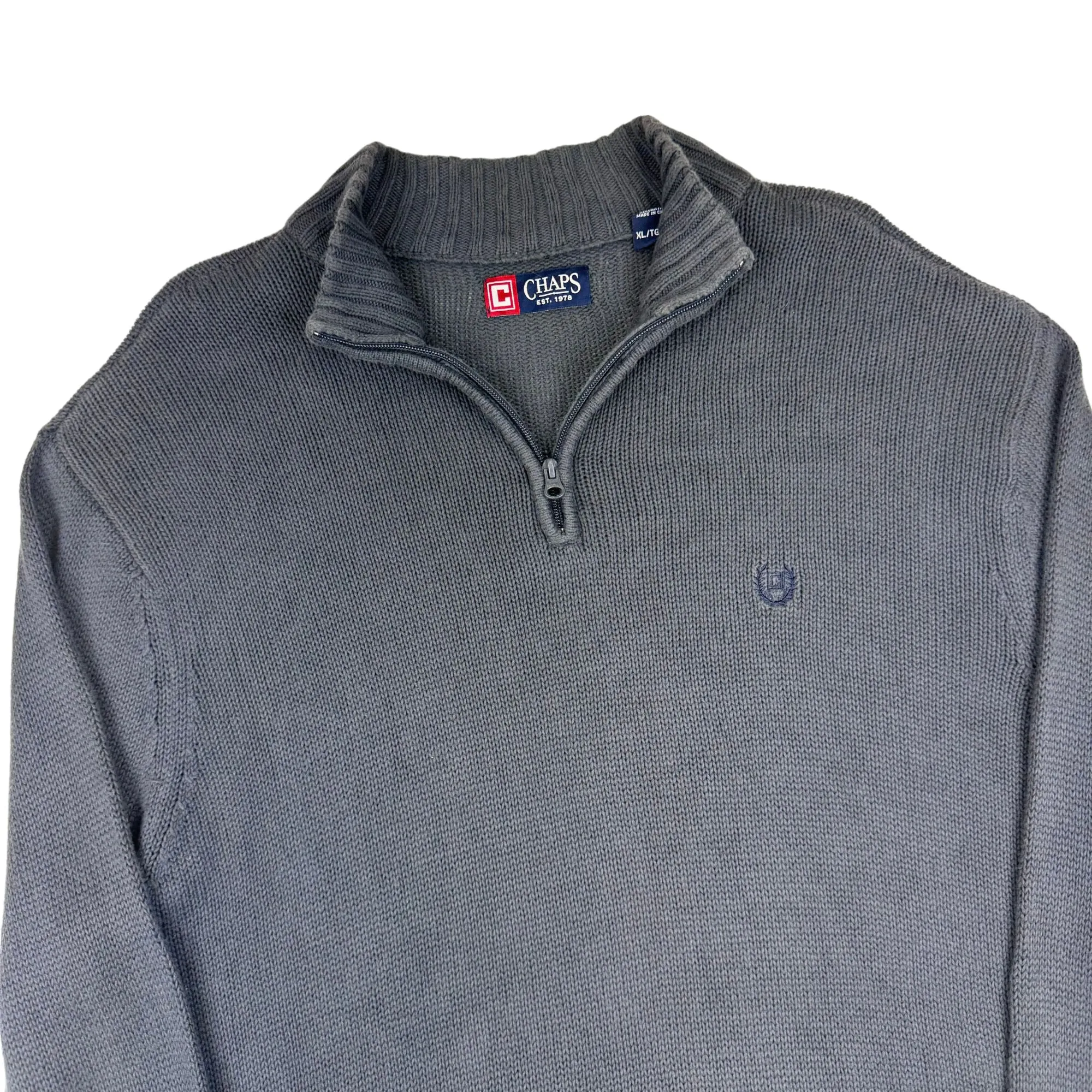 Chaps Quarter-Zip Navy Knit Sweater