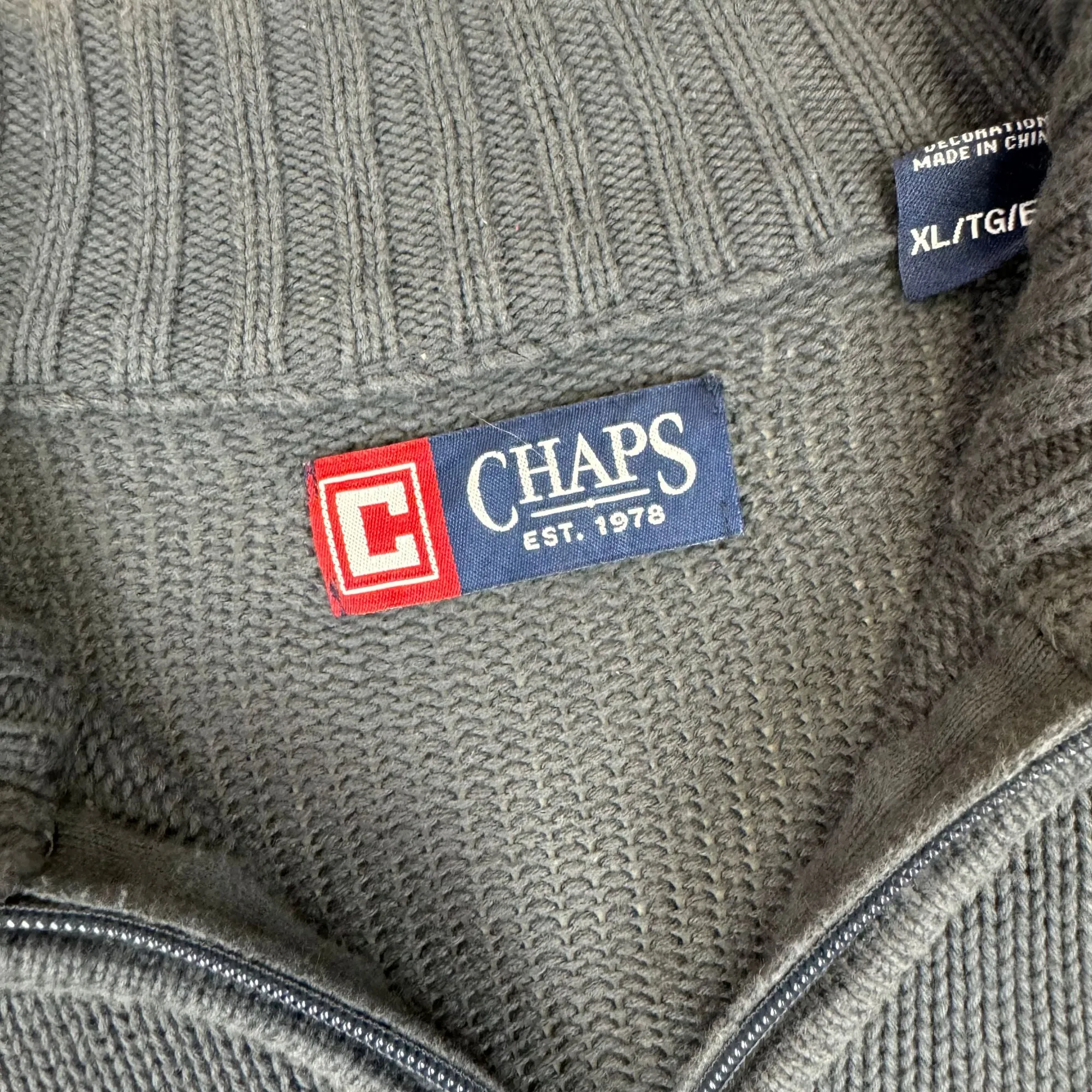 Chaps Quarter-Zip Navy Knit Sweater