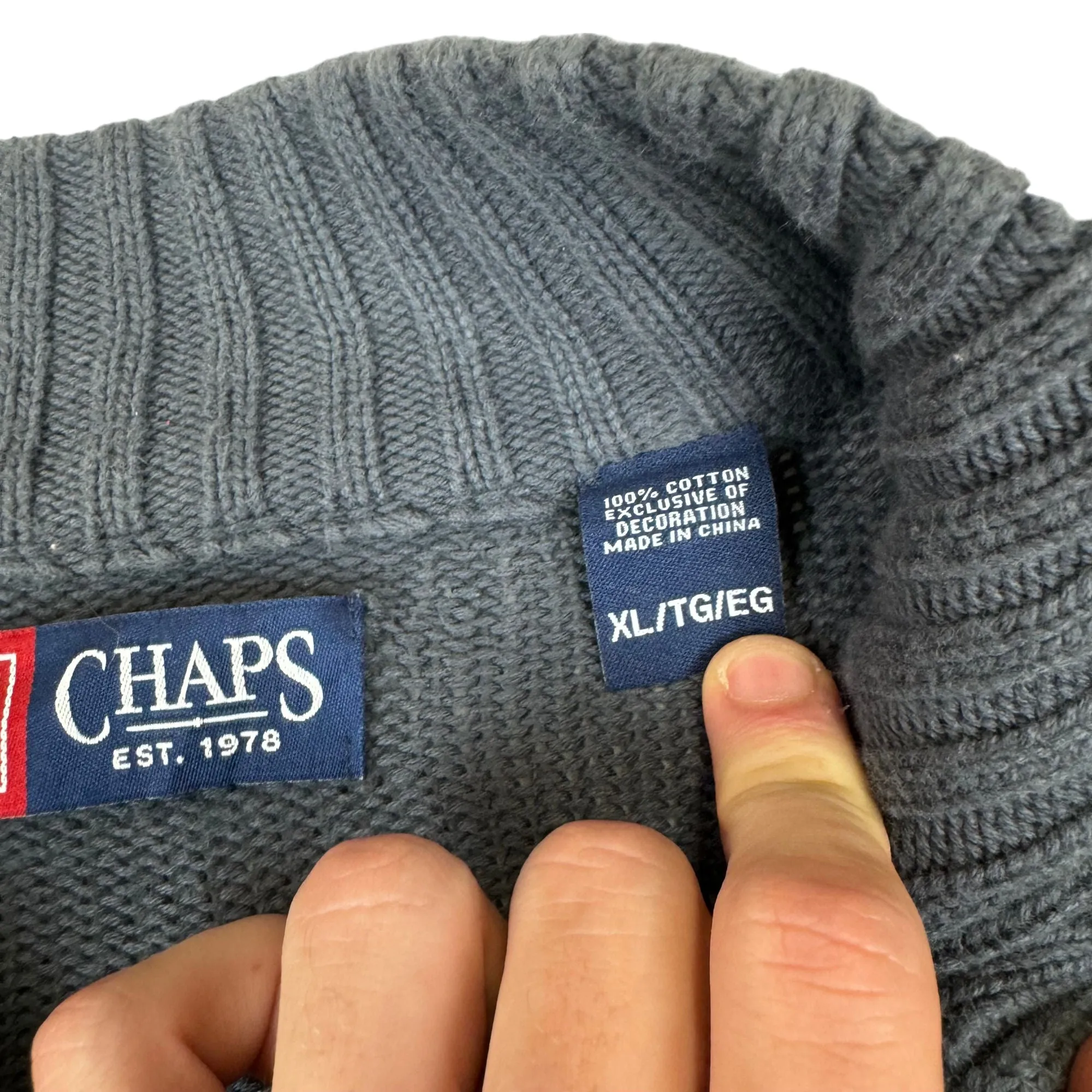 Chaps Quarter-Zip Navy Knit Sweater