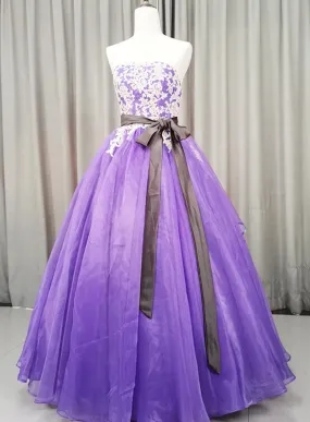 Charming Handmade Organza Purple Sweet 16 Gown, Party Dress