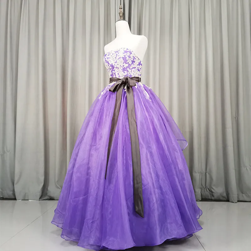 Charming Handmade Organza Purple Sweet 16 Gown, Party Dress