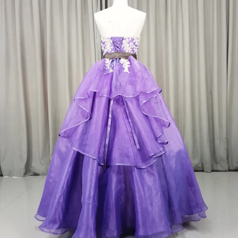 Charming Handmade Organza Purple Sweet 16 Gown, Party Dress