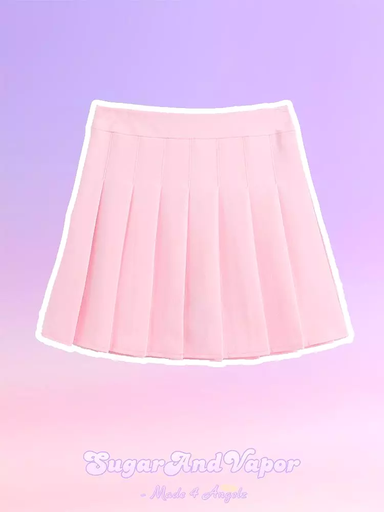 CHER Girly Pure Color Pleated Tennis Skirt