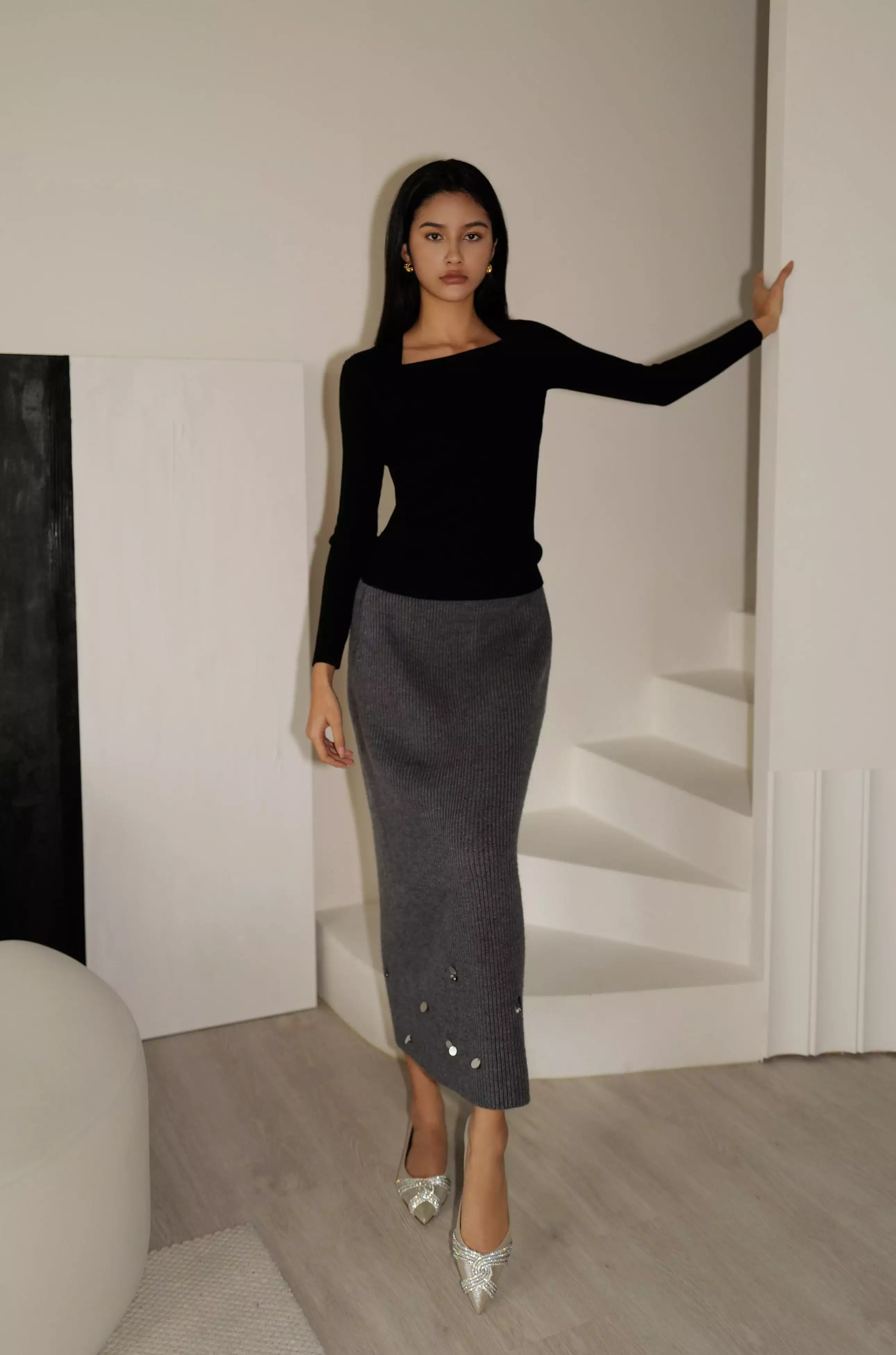 Cherish the love beaded knit skirt