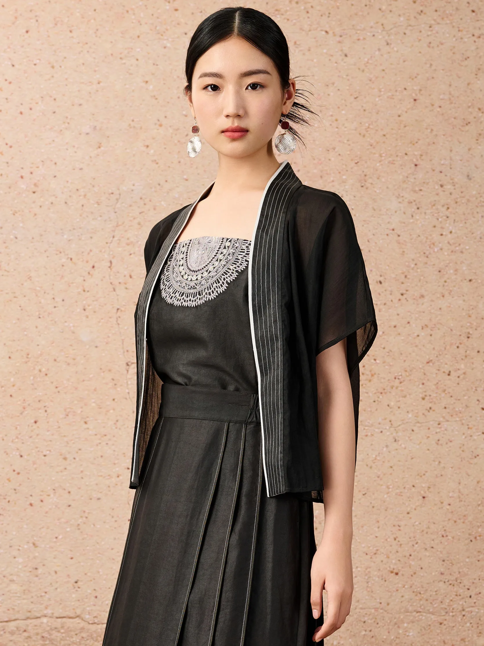 Chiffon Gambiered Guangdong Silk Coat