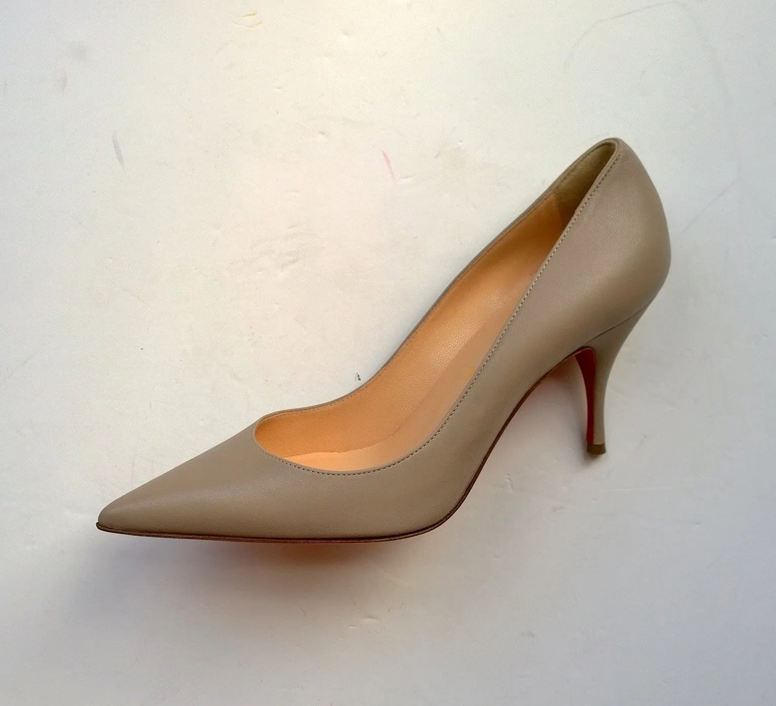 Christian Louboutin Clare 80 Leather Heels in Mushroom Fungo Taupe Grey