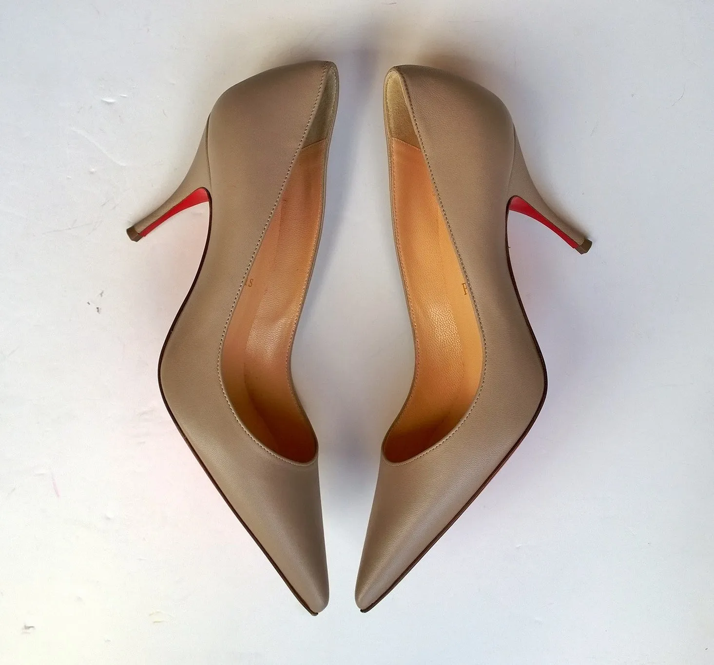 Christian Louboutin Clare 80 Leather Heels in Mushroom Fungo Taupe Grey