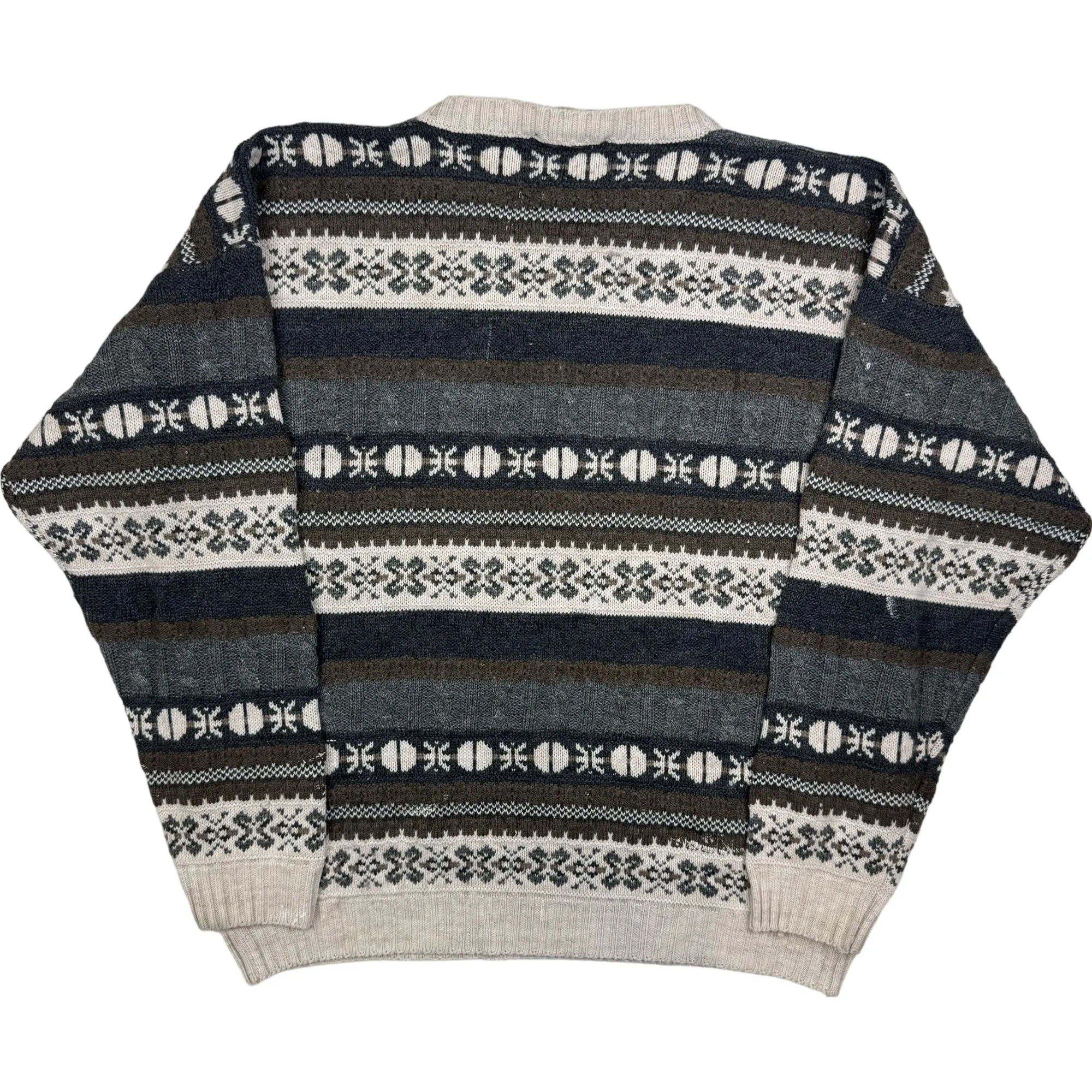 Cole France Striped Textured Knit Sweater Multicoloured