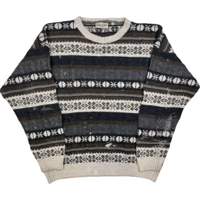 Cole France Striped Textured Knit Sweater Multicoloured