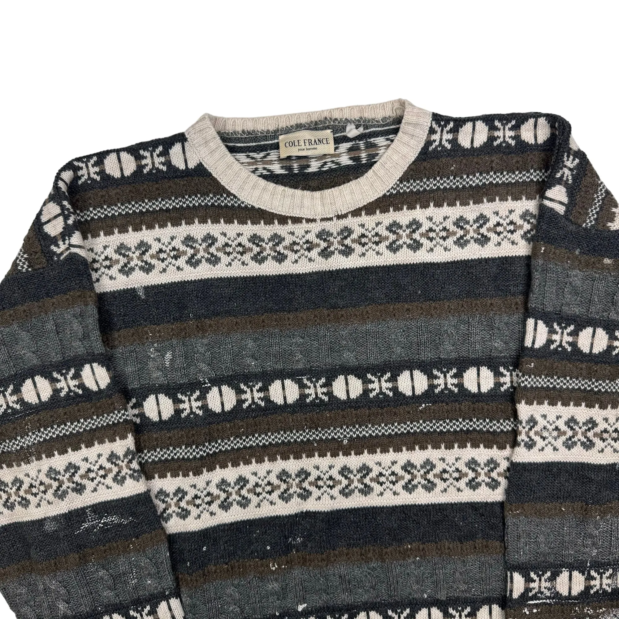 Cole France Striped Textured Knit Sweater Multicoloured