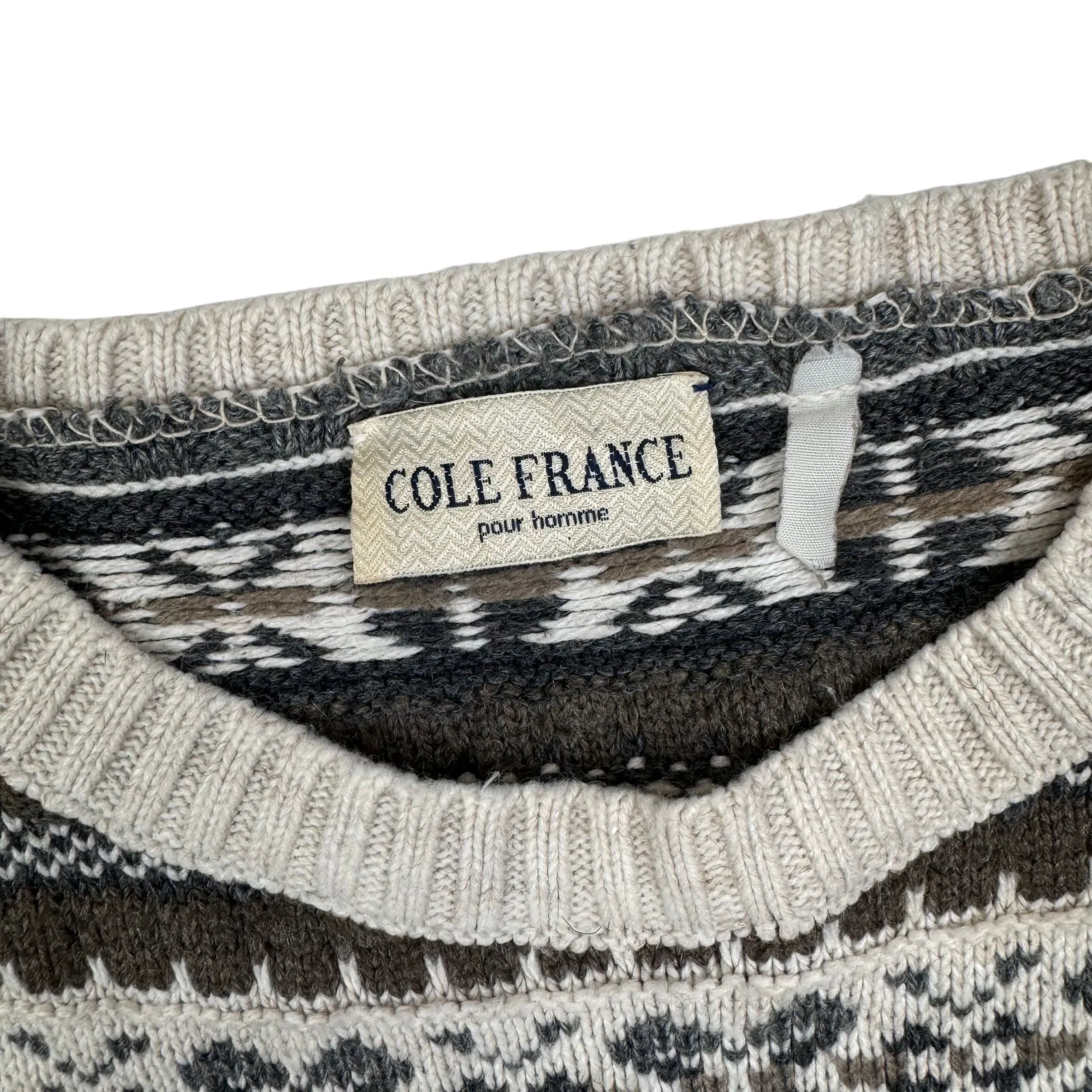 Cole France Striped Textured Knit Sweater Multicoloured