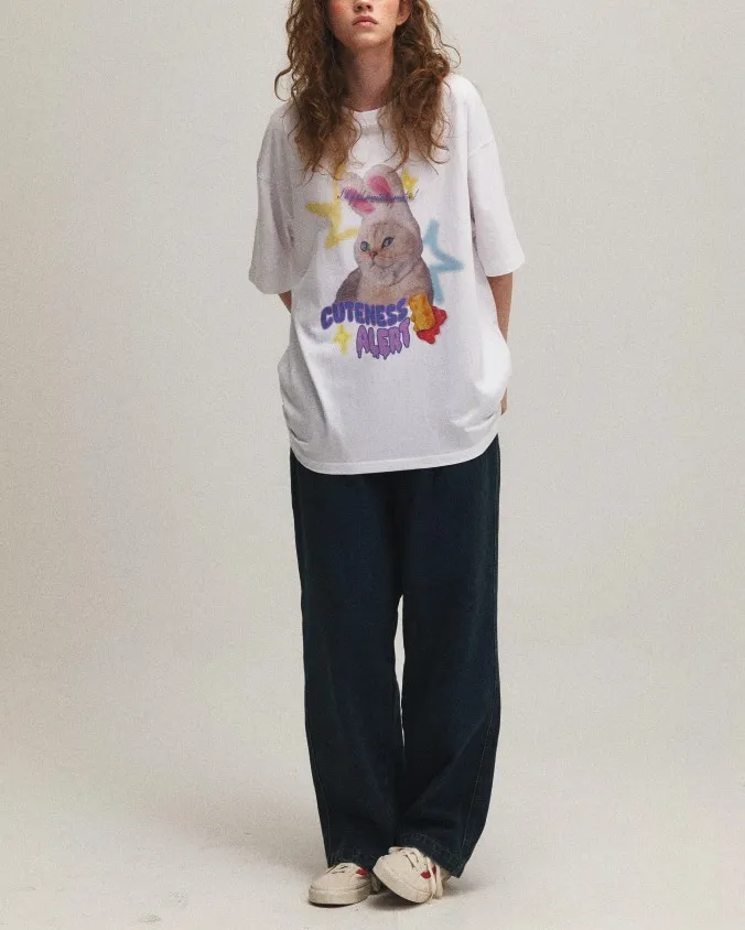 COMPAGNO  |Unisex U-Neck Cotton Oversized T-Shirts